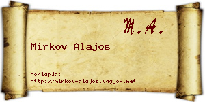 Mirkov Alajos névjegykártya